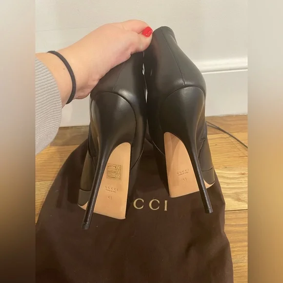 NWT Gucci Black Leather Ankle Boots Size 41 - Picture 3 of 7